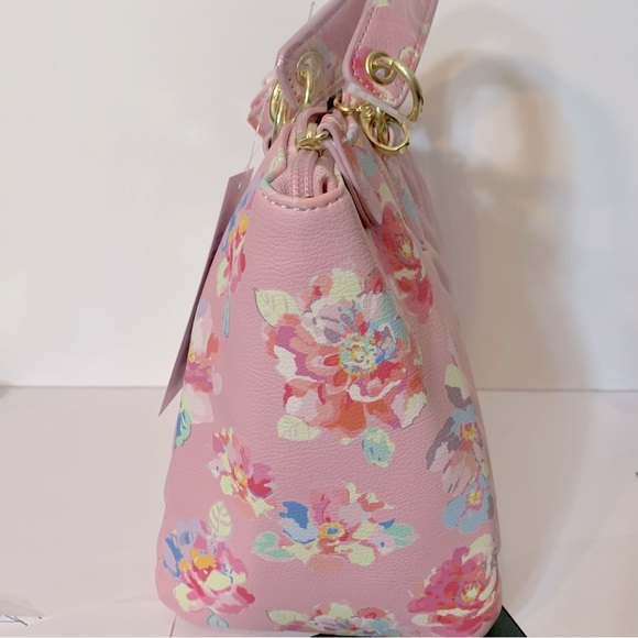 (SOLD)Betsey Johnson crossbody pink floral crescent shape - Picture 4 of 9